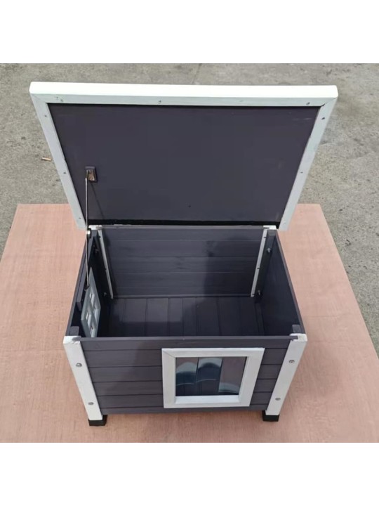 @Pet Venkovní domeček pro kočky XL 68,5x54x51,5 cm dřevo šedý a bílý