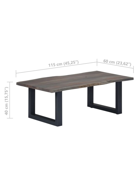 Konferenční stolek s živou hranou šedý 115x60x40cm dřevo akácie