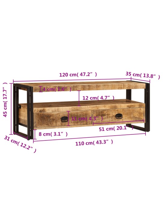 TV stolek 120 x 35 x 45 cm masivní mangovníkové dřevo