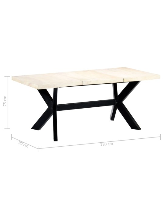 Jídelní stůl bílý 180 x 90 x 75 cm masivní mangovníkové dřevo