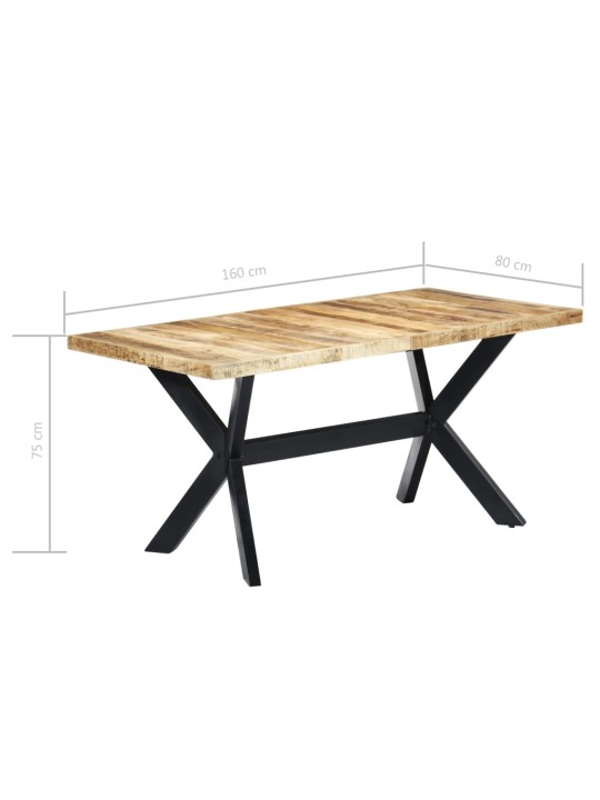 Jídelní stůl 160 x 80 x 75 cm masivní hrubé mangovníkové dřevo