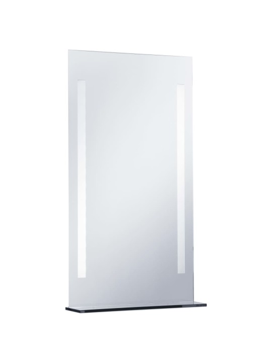Koupelnové nástěnné zrcadlo s LED světlem a policí 60 x 100 cm