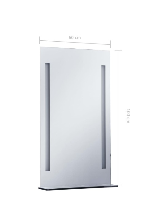 Koupelnové nástěnné zrcadlo s LED světlem a policí 60 x 100 cm