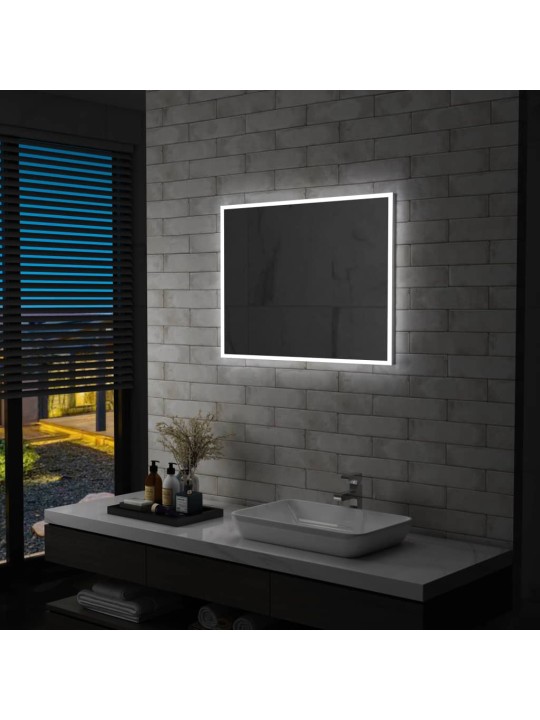 Koupelnové nástěnné zrcadlo s LED osvětlením 80 x 60 cm