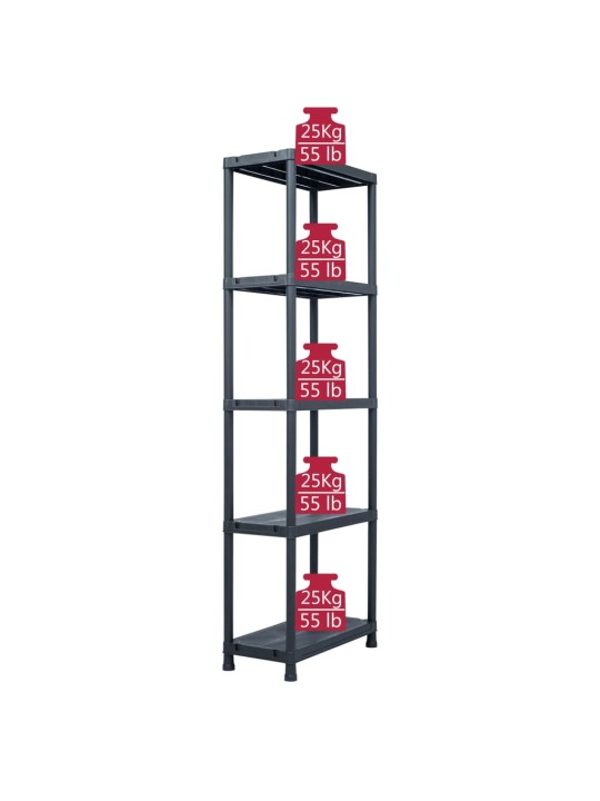 Skladový regál černý 125 kg 60 x 30 x 180 cm plastový