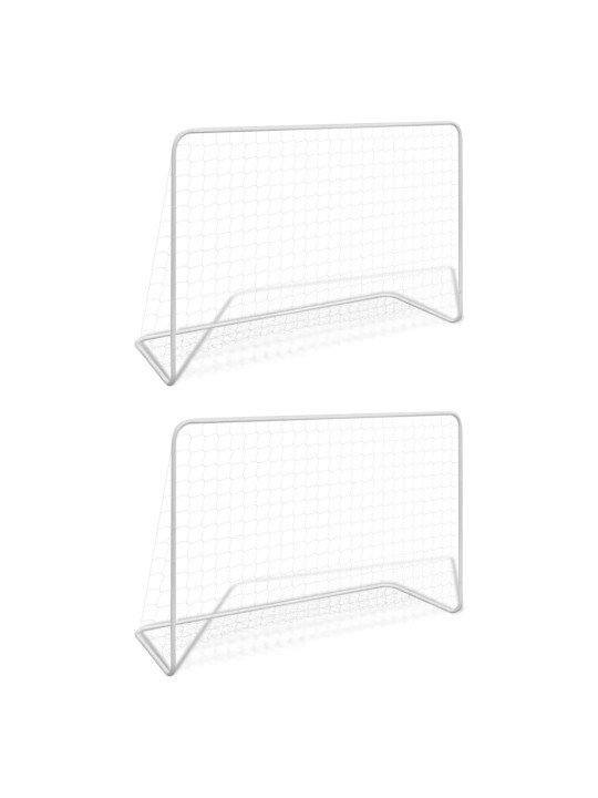 Fotbalové branky 2 ks se sítí 182 x 61 x 122 cm ocelové bílé