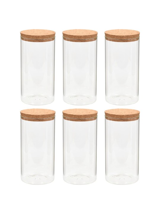 Skleněné dózy s korkovým víčkem 6 ks 1100 ml