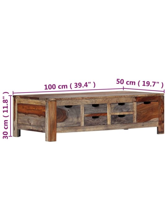 Konferenční stolek šedý 100 x 50 x 30 cm masivní akácie