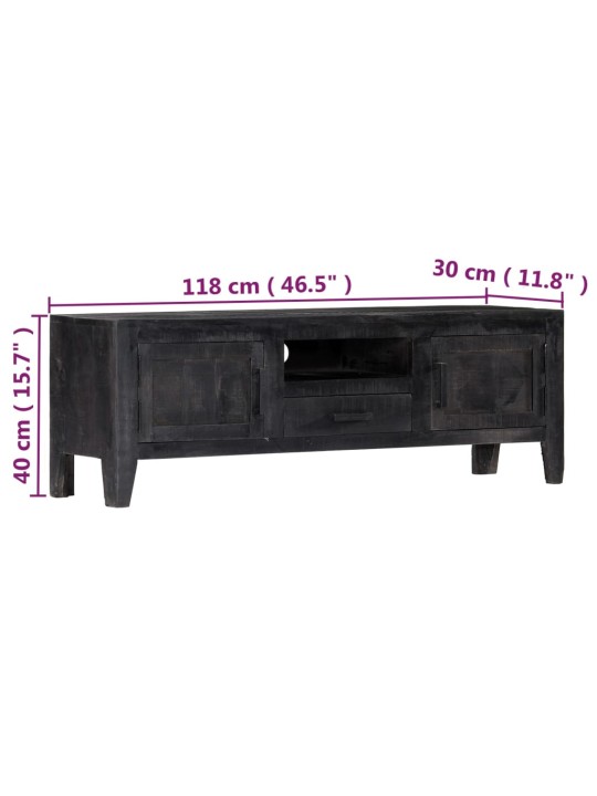 TV stolek černý 118 x 30 x 40 cm masivní mangovníkové dřevo