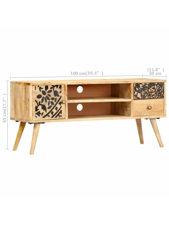 TV stolek 100 x 30 x 45 cm masivní mangovníkové dřevo