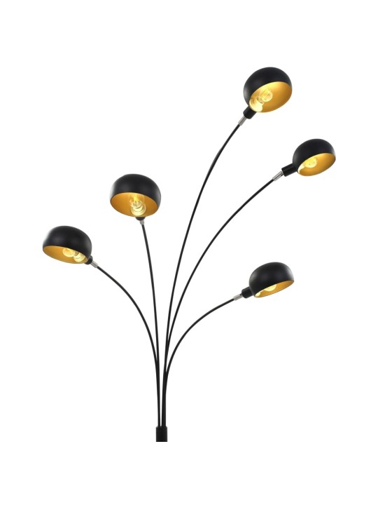 Stojací lampa 200 cm 5 x E14 černo-zlatá