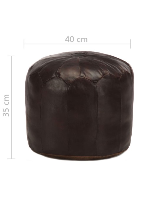 Sedací puf tmavě hnědý 40 x 35 cm pravá kozí kůže