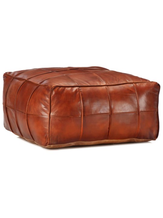 Sedací puf bronzový 60 x 60 x 30 cm pravá kozí kůže