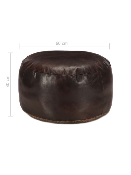 Sedací puf tmavě hnědý 60 x 30 cm pravá kozí kůže