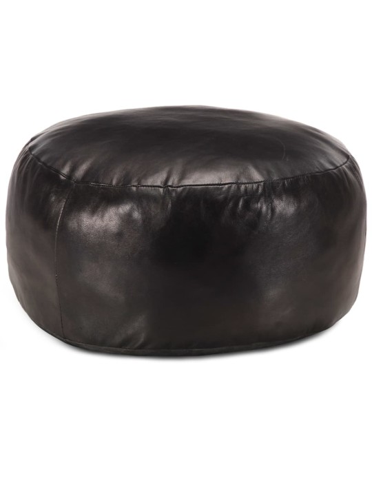 Sedací puf černý 60 x 30 cm pravá kozí kůže