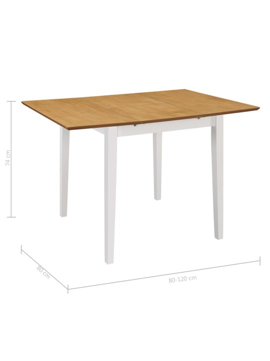 Rozkládací jídelní stůl bílý (80–120) x 80 x 74 cm MDF
