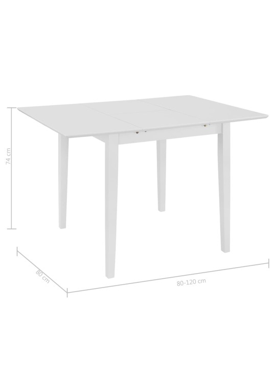 Rozkládací jídelní stůl bílý (80–120) x 80 x 74 cm MDF