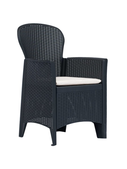 3dílný bistro set antracitový plastový ratanový vzhled