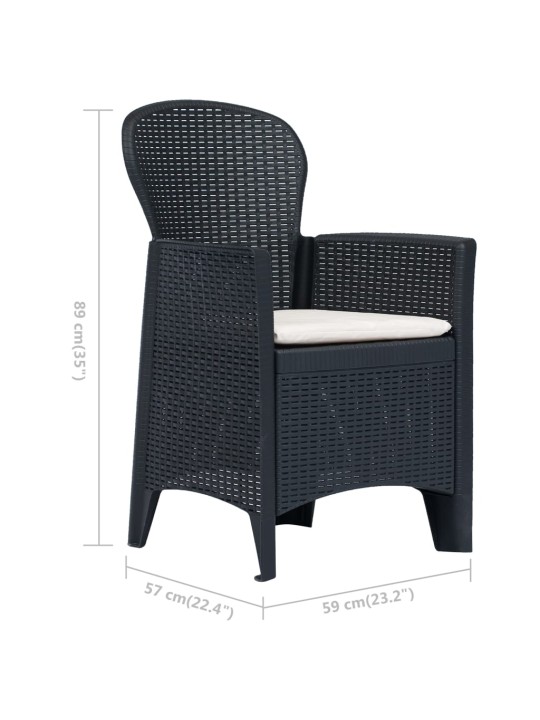 3dílný bistro set antracitový plastový ratanový vzhled