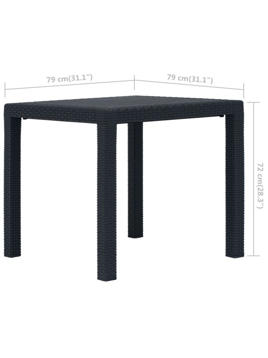 3dílný bistro set antracitový plastový ratanový vzhled