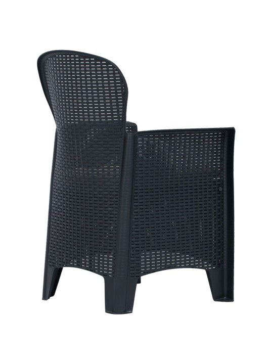 3dílný bistro set antracitový plastový ratanový vzhled