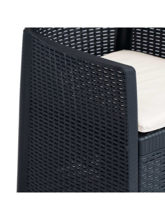 3dílný bistro set antracitový plastový ratanový vzhled