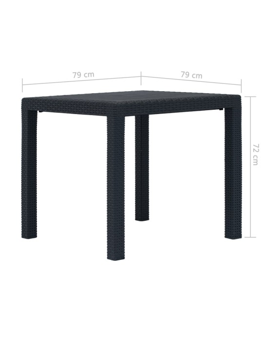 5dílný zahradní jídelní set antracitový plast ratanový vzhled
