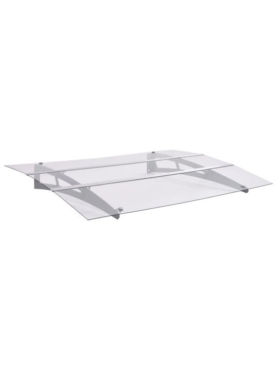 Vchodová stříška stříbrná a průhledná 120 x 90 cm polykarbonát
