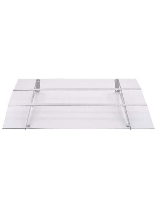 Vchodová stříška stříbrná a průhledná 120 x 90 cm polykarbonát