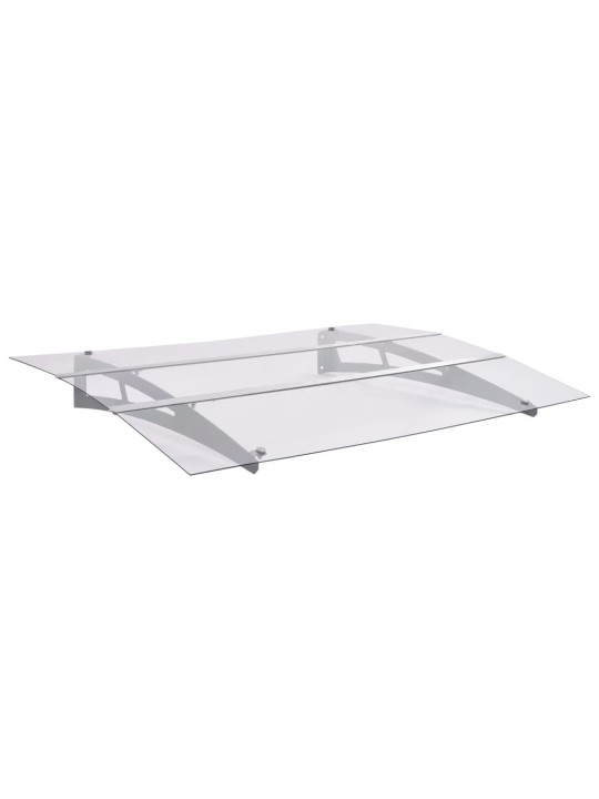 Stříška na dveře stříbrná a průhledná 150x90 cm PET