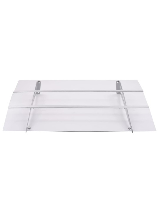 Stříška na dveře stříbrná a průhledná 150x90 cm PET