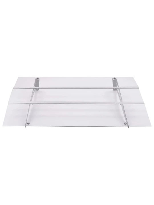Stříška na dveře stříbrná a průhledná 150x90 cm PET