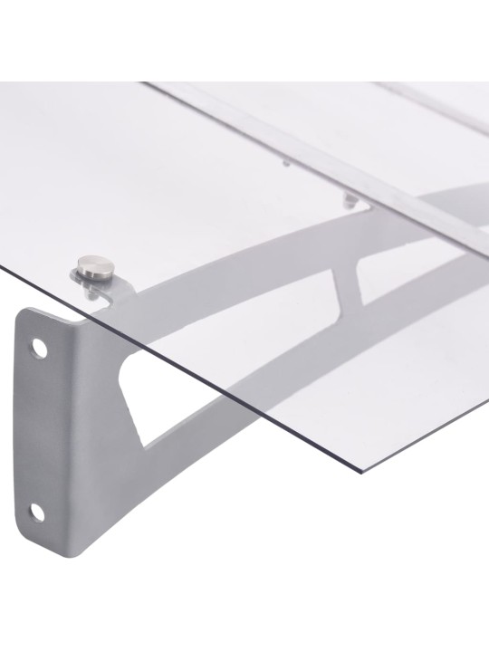Stříška na dveře stříbrná a průhledná 150x90 cm PET