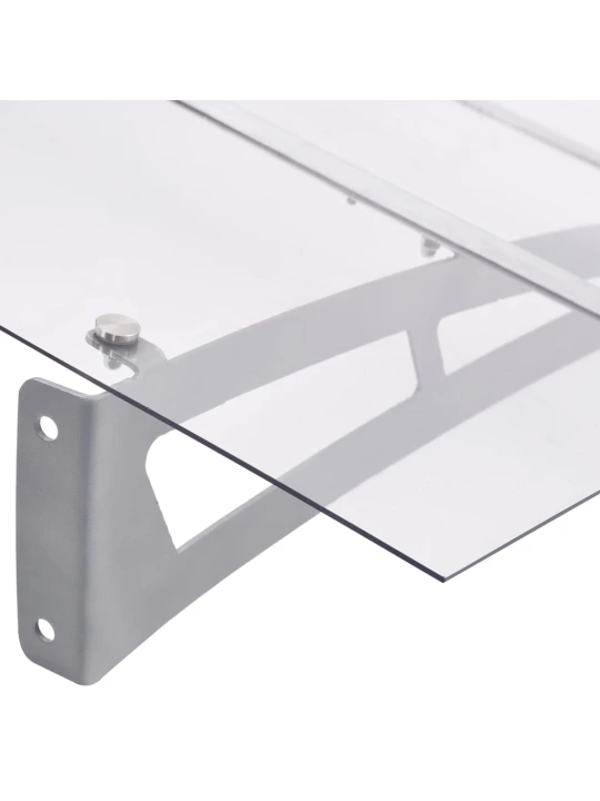 Stříška na dveře stříbrná a průhledná 150x90 cm PET