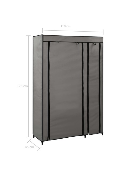 Skládací šatní skříň šedá 110 x 45 x 175 cm textil
