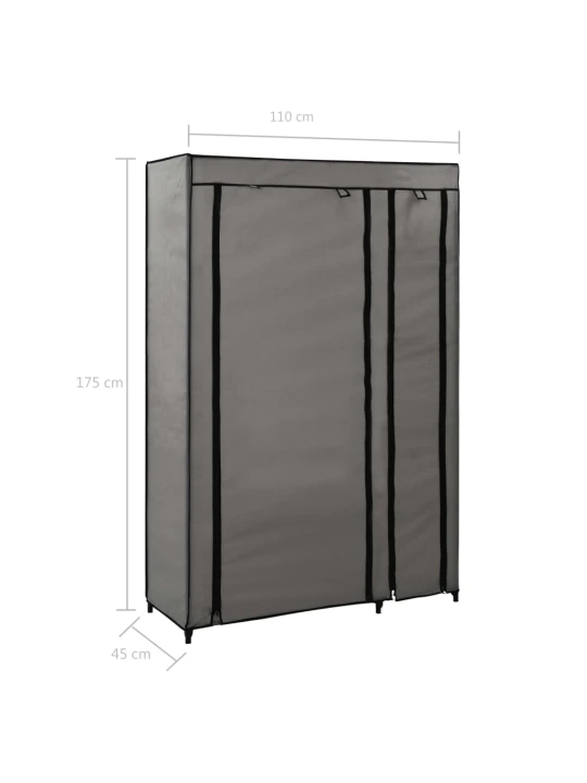 Skládací šatní skříň šedá 110 x 45 x 175 cm textil