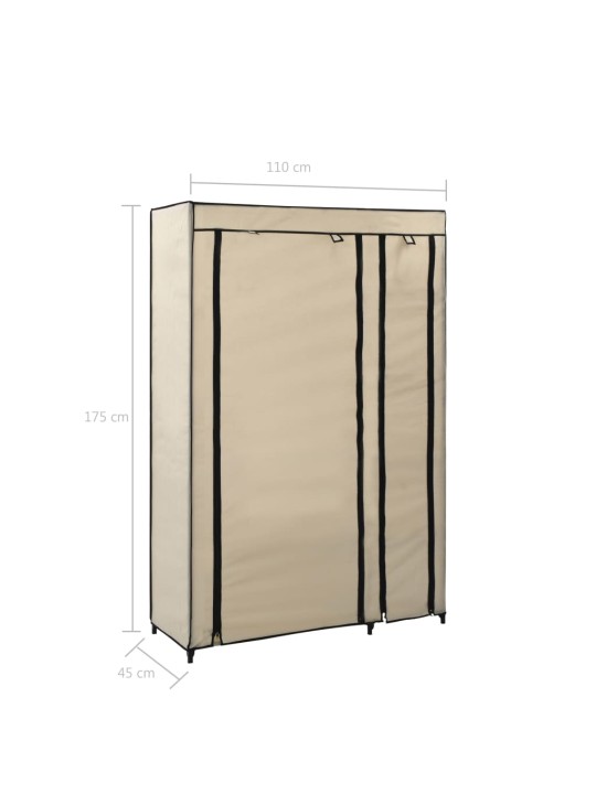 Skládací šatní skříně 2 ks krémové 110 x 45 x 175 cm textil