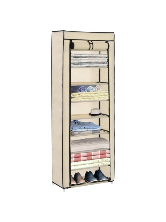 Botník s potahem krémový 57 x 29 x 162 cm textil