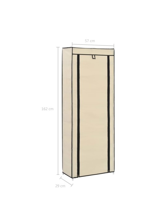 Botník s potahem krémový 57 x 29 x 162 cm textil