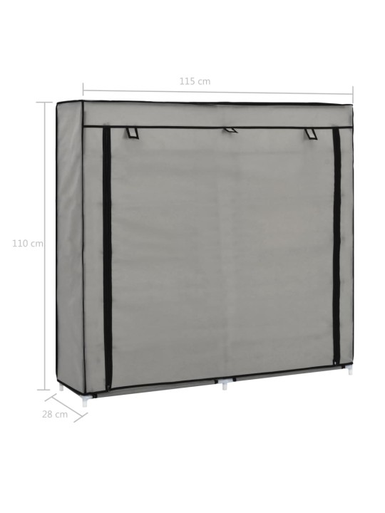 Botník s potahem šedý 115 x 28 x 110 cm textil