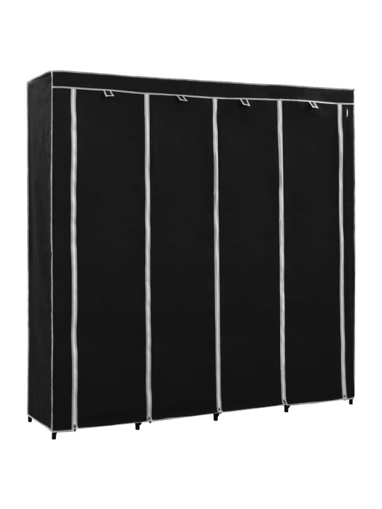 282445 Wardrobe with 4 Compartments Black 175x45x170 cm