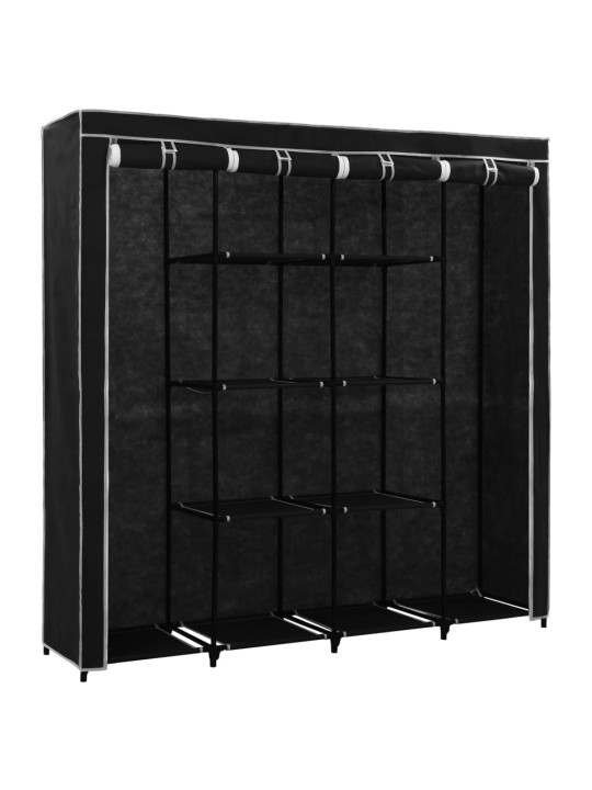 282445 Wardrobe with 4 Compartments Black 175x45x170 cm