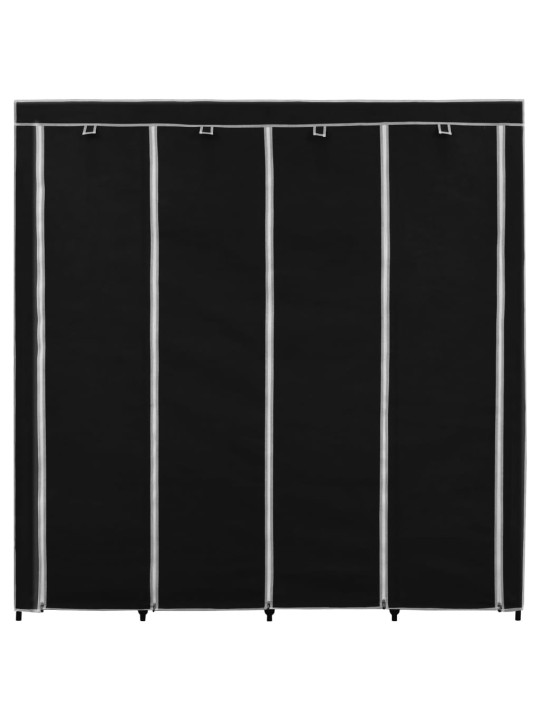 282445 Wardrobe with 4 Compartments Black 175x45x170 cm