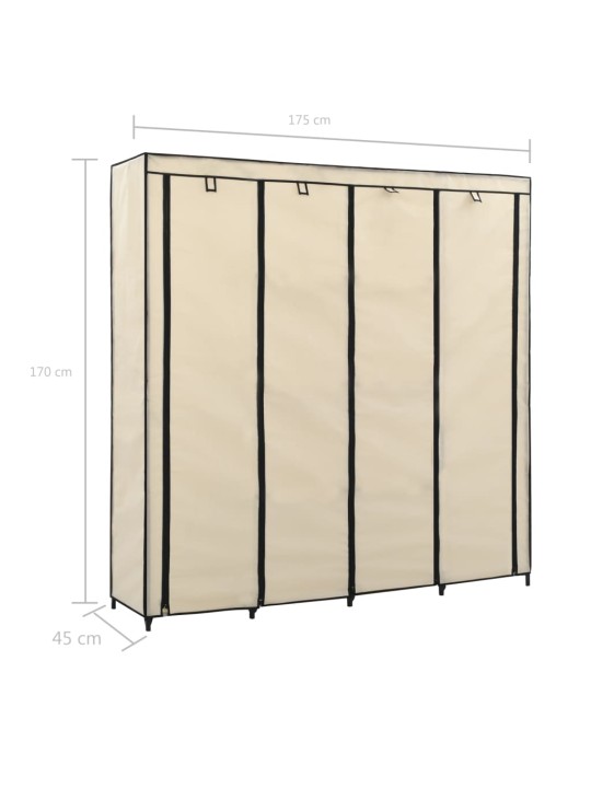Šatní skříň se 4 přihrádkami krémová 175 x 45 x 170 cm