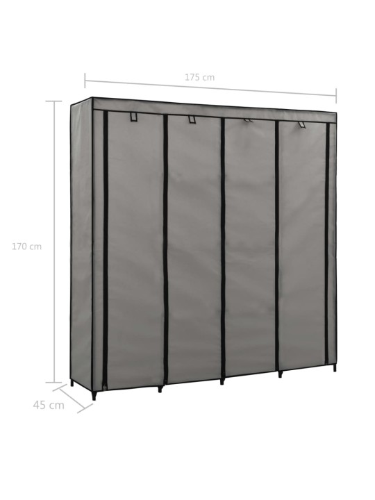 Šatní skříň se 4 přihrádkami šedá 175 x 45 x 170 cm