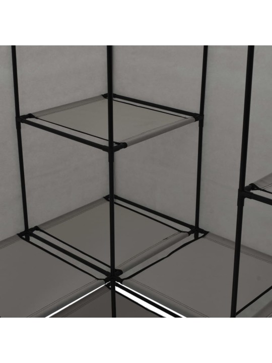 Rohová šatní skříň šedá 130 x 87 x 169 cm