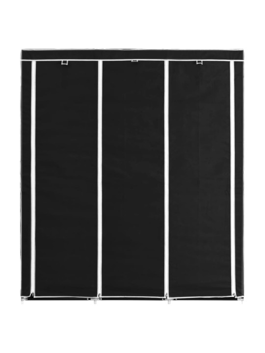 Šatní skříň s přihrádkami a tyčemi černá 150x45x175 cm textil