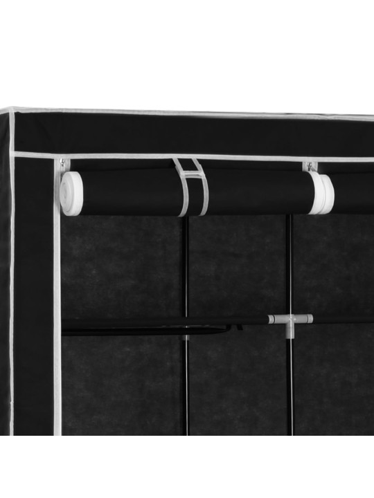 Šatní skříň s přihrádkami a tyčemi černá 150x45x175 cm textil