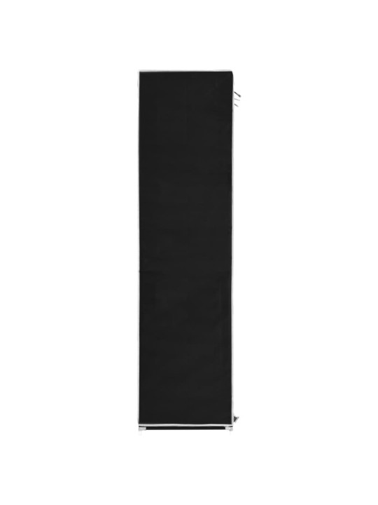 Šatní skříň s přihrádkami a tyčemi černá 150x45x175 cm textil