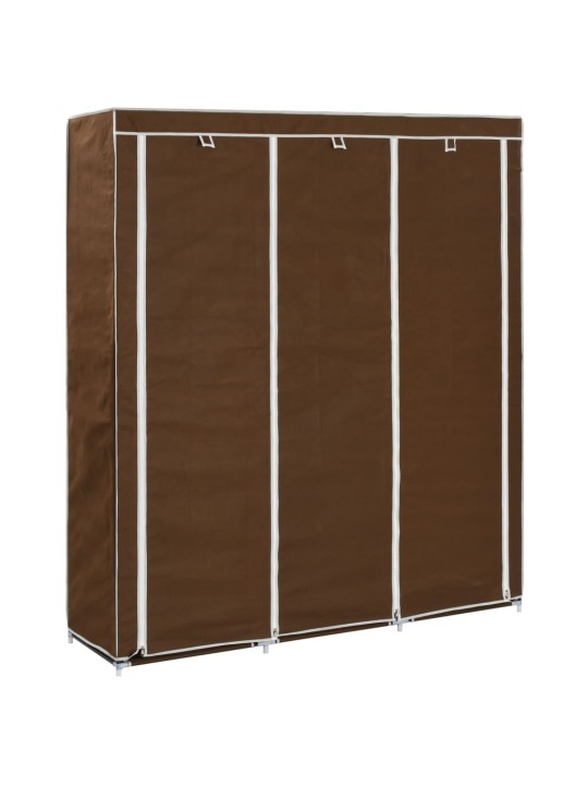 Šatní skříň s přihrádkami a tyčemi hnědá 150x45x175 cm textil